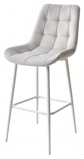 Барный стул ХОФМАН, цвет H-09 Светло-серый, велюр / белый каркас М-City в Стрежевом - strezevoi.ok-mebel.com | фото 1