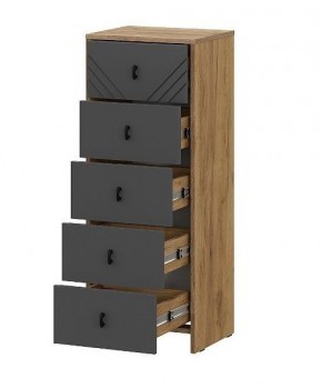 БАЙКАЛ Комод (5 ящиков) Графит/Дуб золотой в Стрежевом - strezevoi.ok-mebel.com | фото 2