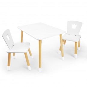 Детский комплект стол и два стула «Корона» Rolti Baby (белый/береза, массив березы/мдф) в Стрежевом - strezevoi.ok-mebel.com | фото