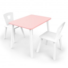 Детский комплект стол и два стула «Корона» Rolti Baby (розовый/белый, массив березы/мдф) в Стрежевом - strezevoi.ok-mebel.com | фото