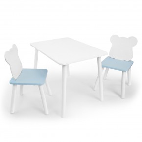 Детский комплект стол и два стула «Мишка» Rolti Baby (белый/голубой, массив березы/мдф) в Стрежевом - strezevoi.ok-mebel.com | фото