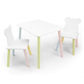 Детский комплект стол и два стула «Мишка» Rolti Baby (белый/цветной, массив березы/мдф) в Стрежевом - strezevoi.ok-mebel.com | фото