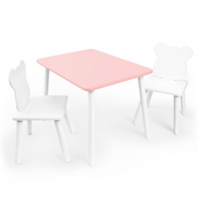 Детский комплект стол и два стула «Мишка» Rolti Baby (розовый/белый, массив березы/мдф) в Стрежевом - strezevoi.ok-mebel.com | фото