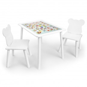 Детский комплект стол и два стула Мишка Rolti Baby с накладкой Алфавит (белая столешница/белое сиденье/белые ножки) в Стрежевом - strezevoi.ok-mebel.com | фото