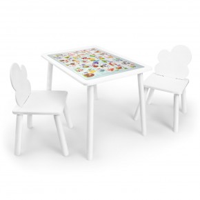 Детский комплект стол и два стула Облачко Rolti Baby с накладкой Алфавит (белая столешница/белое сиденье/белые ножки) в Стрежевом - strezevoi.ok-mebel.com | фото