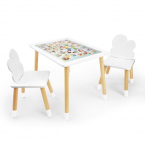 Детский комплект стол и два стула Облачко Rolti Baby с накладкой Алфавит (белая столешница/белое сиденье/береза ножки) в Стрежевом - strezevoi.ok-mebel.com | фото 1