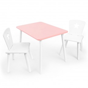 Детский комплект стол и два стула «Звезда» Rolti Baby (розовый/белый, массив березы/мдф) в Стрежевом - strezevoi.ok-mebel.com | фото