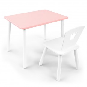 Детский комплект стол и стул «Корона» Rolti Baby (розовый/белый, массив березы/мдф) в Стрежевом - strezevoi.ok-mebel.com | фото