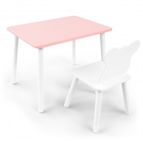 Детский комплект стол и стул «Мишка» Rolti Baby (розовый/белый, массив березы/мдф) в Стрежевом - strezevoi.ok-mebel.com | фото