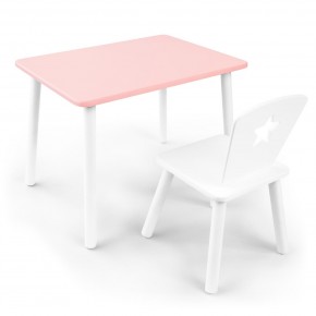 Детский комплект стол и стул «Звезда» Rolti Baby (розовый/белый, массив березы/мдф) в Стрежевом - strezevoi.ok-mebel.com | фото