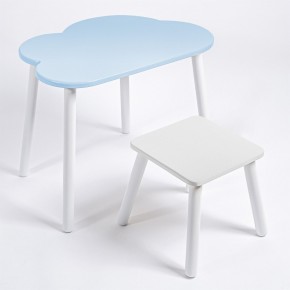 Детский комплект стол ОБЛАЧКО  и табурет Rolti Baby (голубая столешница/белое сиденье/белые ножки) в Стрежевом - strezevoi.ok-mebel.com | фото