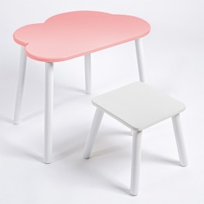 Детский комплект стол ОБЛАЧКО  и табурет Rolti Baby (розовая столешница/белое сиденье/белые ножки) в Стрежевом - strezevoi.ok-mebel.com | фото