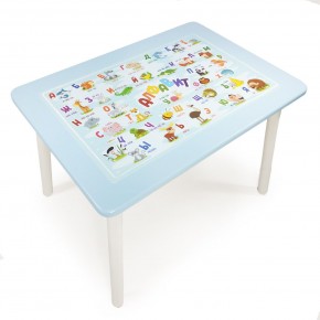 Детский стол с накладкой Алфавит  (Голубой/Белый) в Стрежевом - strezevoi.ok-mebel.com | фото 1