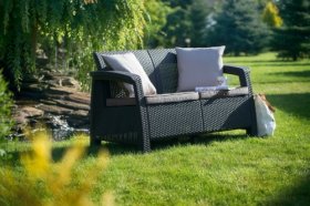 Диван пластиковый Корфу (Corfu love seat) графит в Стрежевом - strezevoi.ok-mebel.com | фото 2