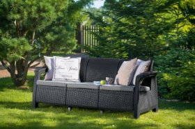 Диван пластиковый Корфу Макс (Corfu love seat max) графит в Стрежевом - strezevoi.ok-mebel.com | фото 2