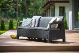 Диван пластиковый Корфу Макс (Corfu love seat max) графит в Стрежевом - strezevoi.ok-mebel.com | фото 3