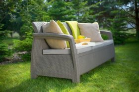 Диван пластиковый Корфу Макс (Corfu love seat max) капучино - песок в Стрежевом - strezevoi.ok-mebel.com | фото 3