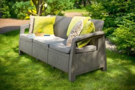 Диван пластиковый Корфу Макс (Corfu love seat max) капучино - песок в Стрежевом - strezevoi.ok-mebel.com | фото 4