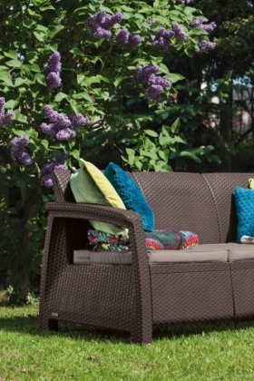 Диван пластиковый Корфу Макс (Corfu love seat max) коричневый в Стрежевом - strezevoi.ok-mebel.com | фото 2