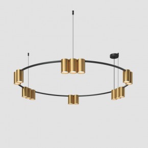 DK4067-BK+SG Подвесной светильник ORBIT, IP20, 15xGU10 LED, до 15 Вт, черный + сатинированное золото, алюминий в Стрежевом - strezevoi.ok-mebel.com | фото