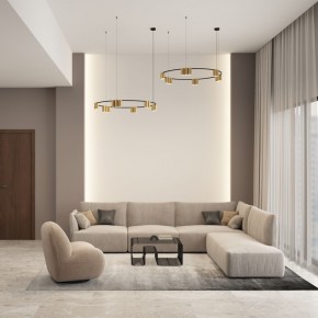 DK4067-BK+SG Подвесной светильник ORBIT, IP20, 15xGU10 LED, до 15 Вт, черный + сатинированное золото, алюминий в Стрежевом - strezevoi.ok-mebel.com | фото 4