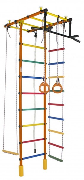ДСК Атлант оранжевый радуга: турник, кольца, канат, трапеция, веревочная лестница в Стрежевом - strezevoi.ok-mebel.com | фото