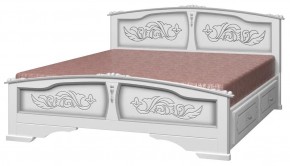 ЕЛЕНА Кровать из массива 1400 (Белый жемчуг) с 2-мя ящиками в Стрежевом - strezevoi.ok-mebel.com | фото