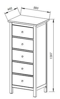 Комод 05 Кантри белый с пятью ящиками в Стрежевом - strezevoi.ok-mebel.com | фото 3