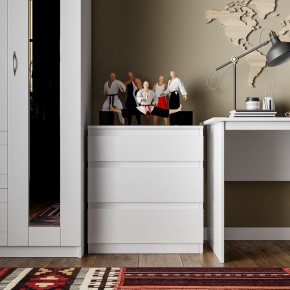 Комод КАСТОР с тремя ящиками, цвет белый в Стрежевом - strezevoi.ok-mebel.com | фото 3