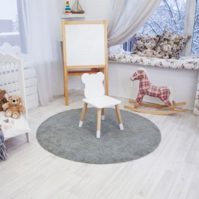 Комплект детский стол КРУГЛЫЙ и два стула МИШКА ROLTI Baby (белая столешница/белое сиденье/береза ножки) в Стрежевом - strezevoi.ok-mebel.com | фото