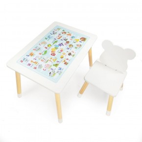 Комплект детской мебели стол и стул Мишутка с накладкой Алфавит (Белый/Белый/Береза) в Стрежевом - strezevoi.ok-mebel.com | фото 2