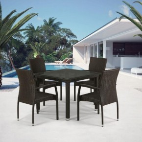 Комплект плетеной мебели T257A/YC379A-W53 Brown (4+1) + подушки на стульях в Стрежевом - strezevoi.ok-mebel.com | фото 1