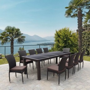 Комплект плетеной мебели T438/Y380A-W53 Brown (10+1) в Стрежевом - strezevoi.ok-mebel.com | фото