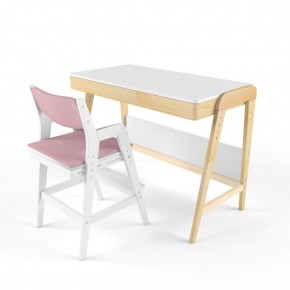 Комплект растущий стол и стул с чехлом 38 попугаев «Вуди» (Белый, Белый, Розовый) в Стрежевом - strezevoi.ok-mebel.com | фото