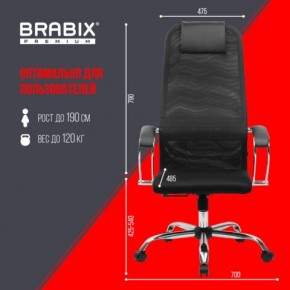 Кресло BRABIX PREMIUM "Ultimate EX-800" хром, плотная двойная сетка Х2, черное, 532911 в Стрежевом - strezevoi.ok-mebel.com | фото 6