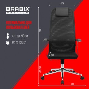 Кресло BRABIX PREMIUM "Ultimate EX-801" хром, плотная двойная сетка Х2, черное, 532917 в Стрежевом - strezevoi.ok-mebel.com | фото 7