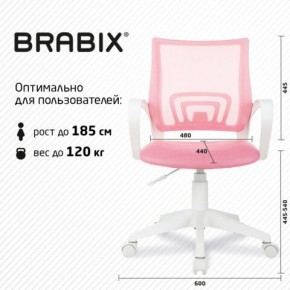 Кресло BRABIX "Fly MG-396W", с подлокотниками, пластик белый, сетка, розовое, 533008 в Стрежевом - strezevoi.ok-mebel.com | фото 5