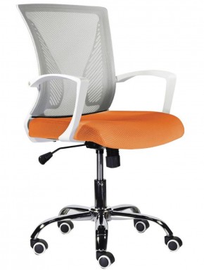Кресло BRABIX "Wings MG-306", пластик белый, хром, сетка, серое/оранжевое, 532011 в Стрежевом - strezevoi.ok-mebel.com | фото