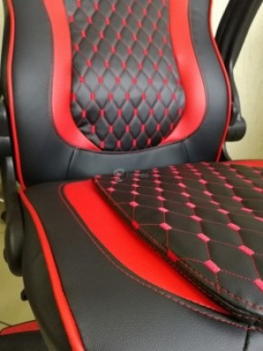 Кресло геймерское Barneo K-37 (черная экокожа красные вставки) в Стрежевом - strezevoi.ok-mebel.com | фото