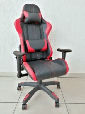 Кресло геймерское Barneo K-52 (черная экокожа красные вставки) в Стрежевом - strezevoi.ok-mebel.com | фото