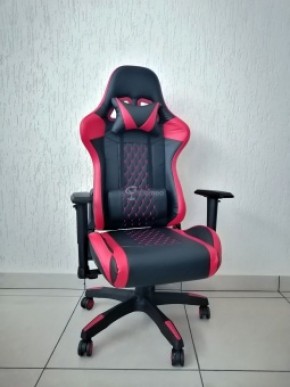 Кресло геймерское Barneo K-53 (черная экокожа красные вставки) в Стрежевом - strezevoi.ok-mebel.com | фото