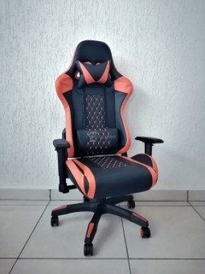 Кресло геймерское Barneo K-53 (черная экокожа оранжевые вставки) в Стрежевом - strezevoi.ok-mebel.com | фото