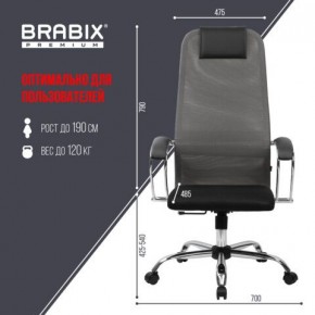 Кресло офисное BRABIX PREMIUM "Ultimate EX-800" хром, плотная двойная сетка Х2, черное/серое, 532912 в Стрежевом - strezevoi.ok-mebel.com | фото 3