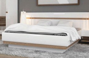 Кровать 160/TYP 94-01 с подъемником, LINATE ,цвет белый/сонома трюфель в Стрежевом - strezevoi.ok-mebel.com | фото 5