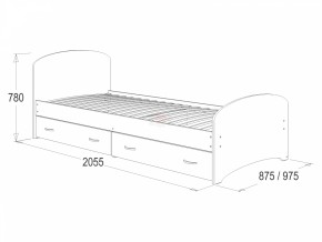 Кровать-6 одинарная с 2-мя ящиками (800*2000) в Стрежевом - strezevoi.ok-mebel.com | фото 2
