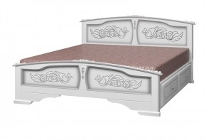 ЕЛЕНА Кровать из массива 1600 (Белый жемчуг) с 2-мя ящиками в Стрежевом - strezevoi.ok-mebel.com | фото