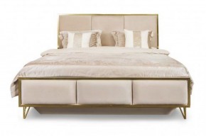 Кровать Lara 1600 с мягким изголовьем + основание (белый глянец) в Стрежевом - strezevoi.ok-mebel.com | фото 1