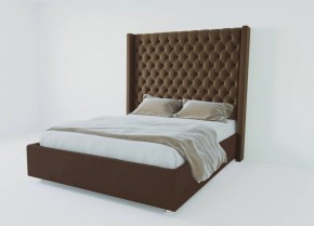 Кровать Версаль ЛЮКС с ПМ 800 (экокожа коричневая) в Стрежевом - strezevoi.ok-mebel.com | фото