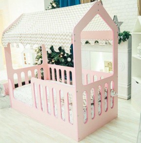 Кровать-домик без ящика 800*1600 (Розовый) в Стрежевом - strezevoi.ok-mebel.com | фото