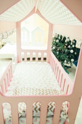 Кровать-домик без ящика 800*1600 (Розовый) в Стрежевом - strezevoi.ok-mebel.com | фото 3